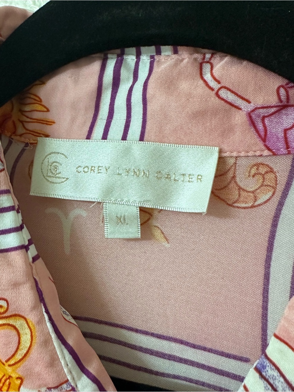 Corey Lynn Calter Zodiac Print Button Up Shirt Dress XL Pink Oversized - Picture 6 of 9